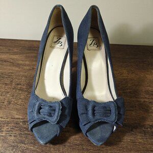Zara Navy Peep Toe Heels